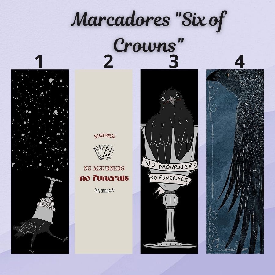 marcador de página Six of Crowns plastificado ou sem tassel