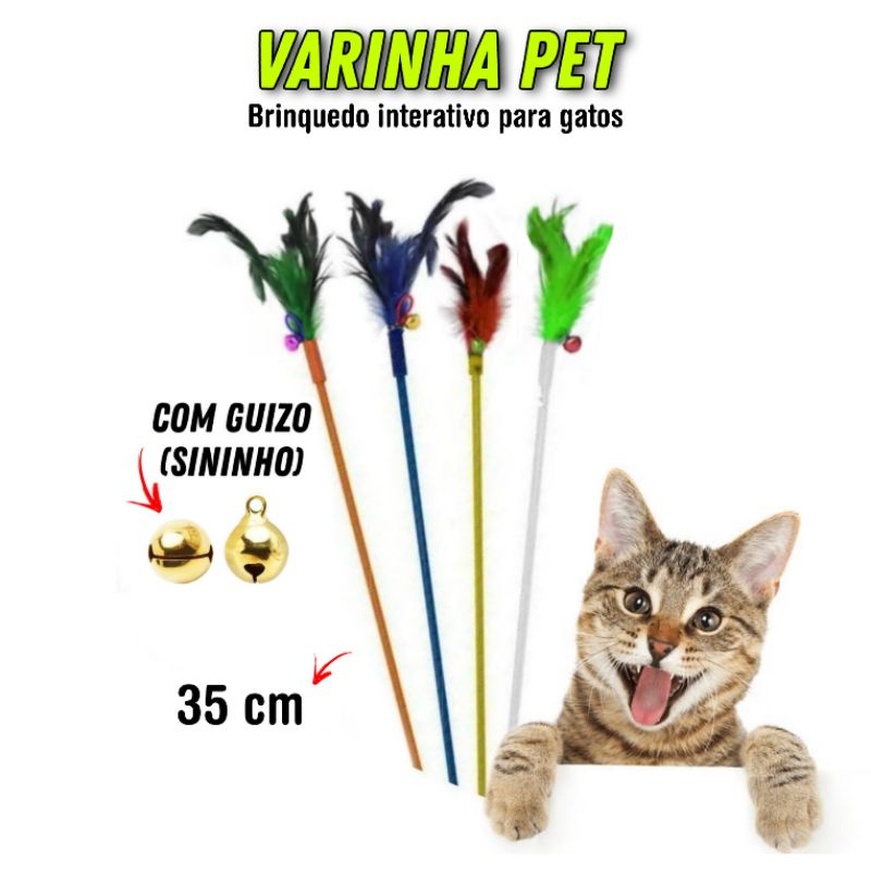 Varinha 2 Em 1 Para Gatos Penas Guizo E Laser Intertivo Escorrega