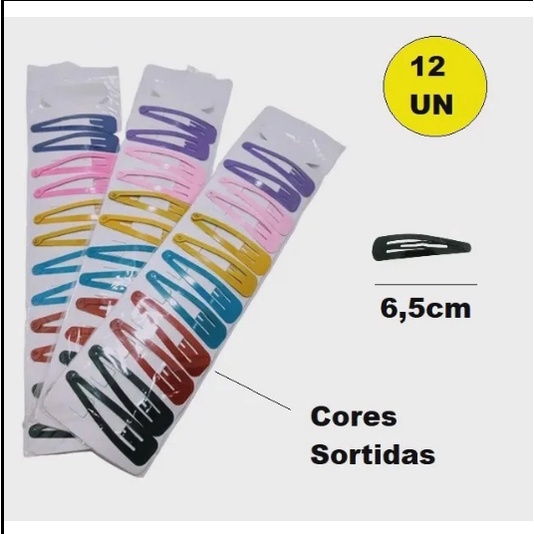 Presilha Tic Tac Para Cabelo Cartela Unidades Coloridas Ou Preto