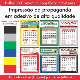 Calendário Personalizado Folhinha Comercial 27x37 5un Shopee Brasil