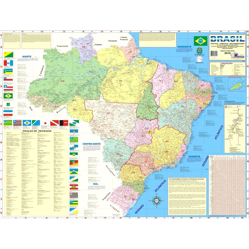 Mapa Geo Político Rodoviário e Estatístico Do Brasil Edição Atualizada