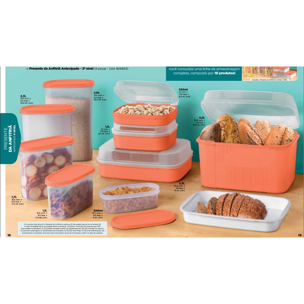 Pda Tupperware Pda Laranja Visual Box Caixa Organizadora Tupperware