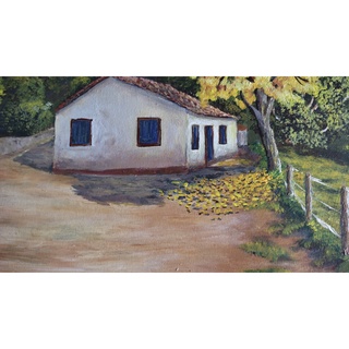 Quadro paisagem Casa Ipê amarelo Shopee Brasil