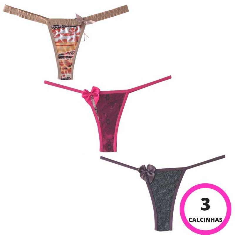 Kit Calcinhas Tangas Fio Dental Tanguinha Sexy Lingerie Sensual