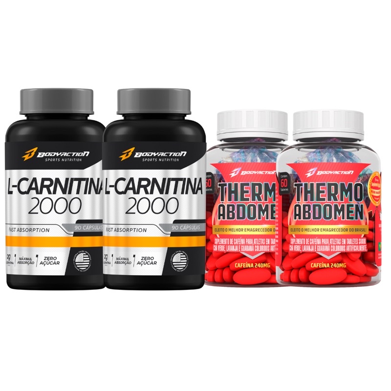 Kit Seca Gordura Localizada 2x Thermo Abdomen 2x L Carnitina Body