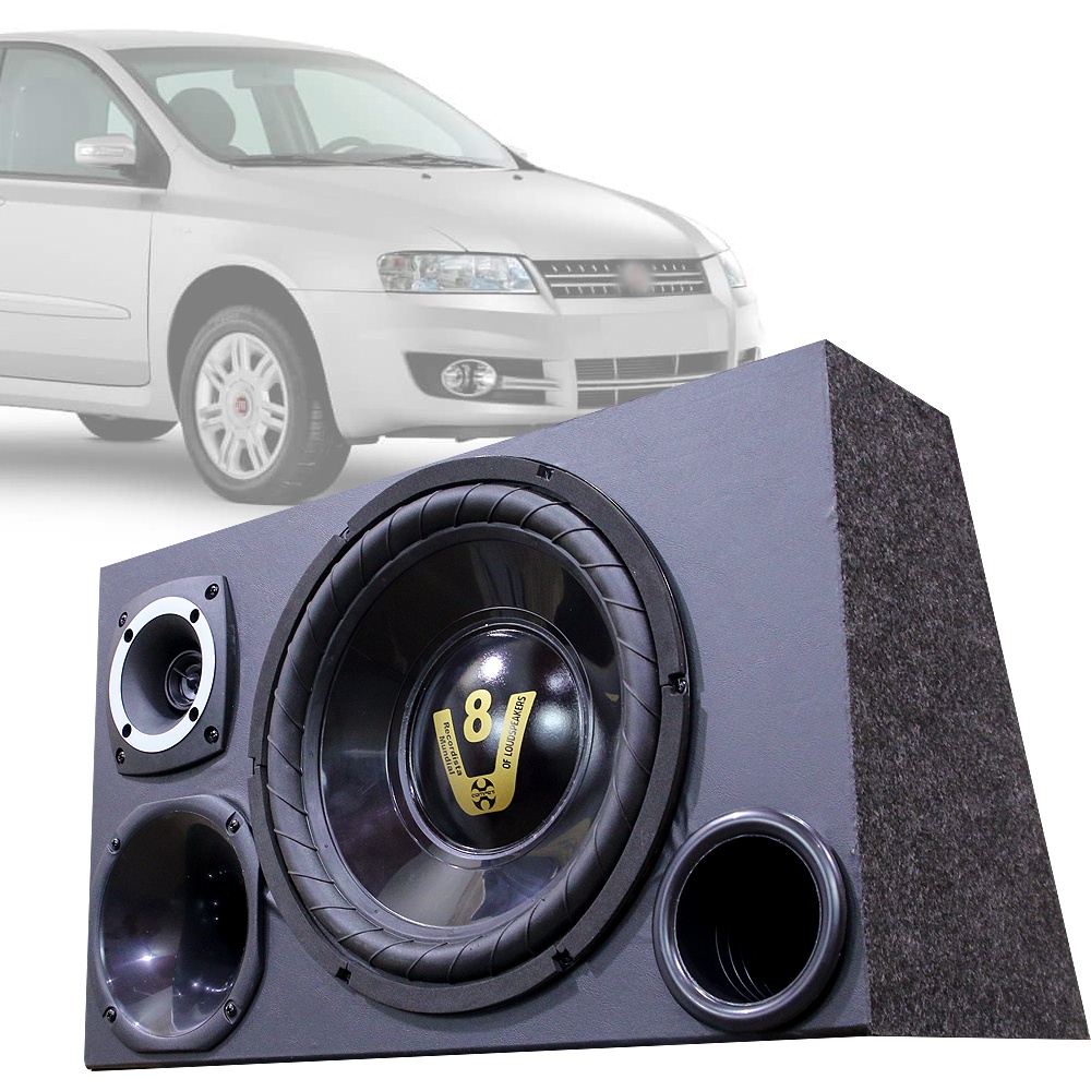 Caixa Trio Som Automotivo Trio Completa Subwoofer Para Fiat Stilo