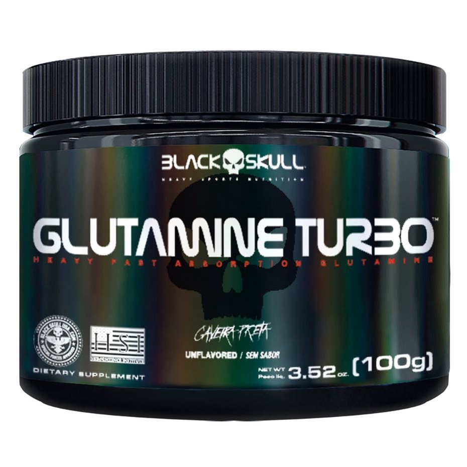 Suplemento Glutamine Turbo Sem Sabor Caveira Preta Black Skull G