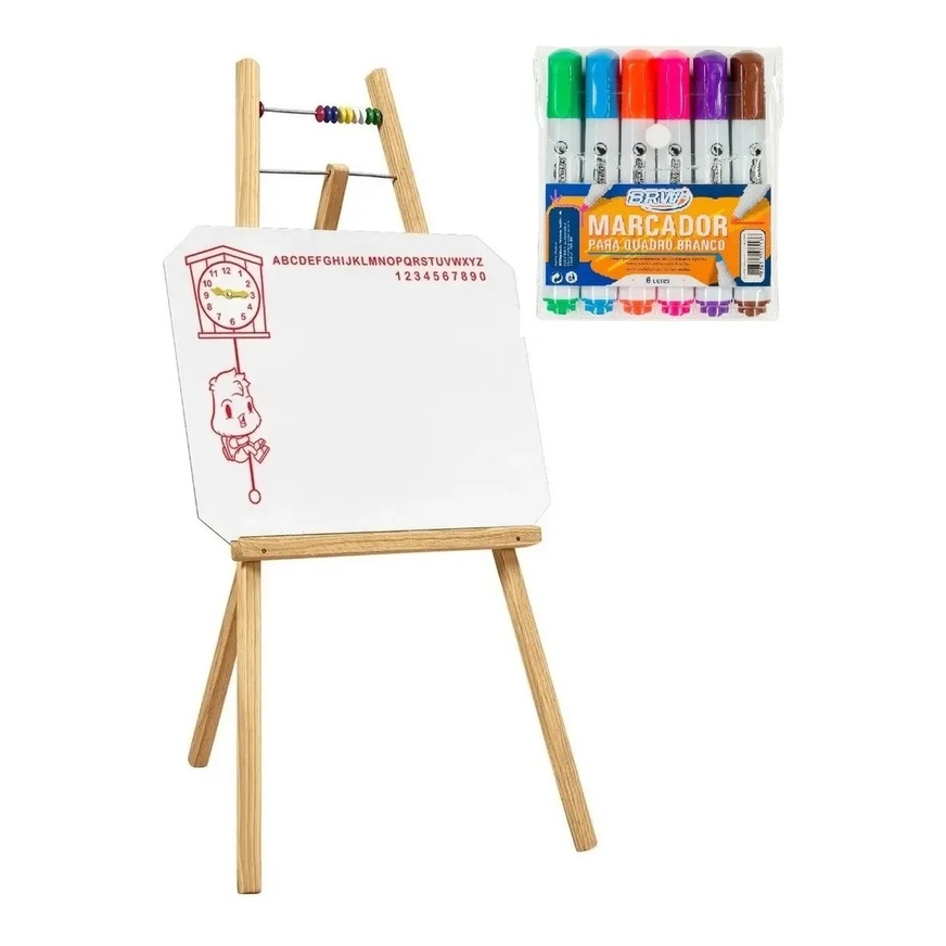 Lousa Quadro Branco Infantil Cavalete Canetas Coloridas