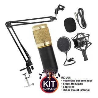 Microfone Estúdio Profissional Bm800 Pop Filter Aranha Braço