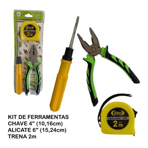 Kit De Ferramentas Alicate 6 Trena 2m E Chave 4 Idea Shopee Brasil