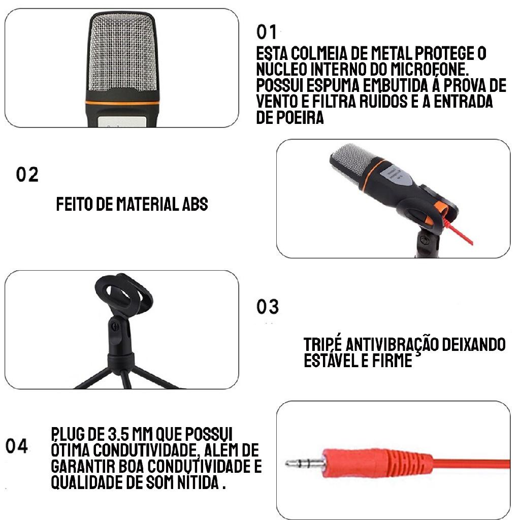 Condensador Omnidirecional Preto Premium Microfone Sf 666 A Melhor