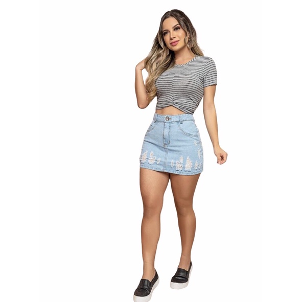 Saia Jeans Cintura Alta De F Brica Escolha Seus Modelos Shopee Brasil