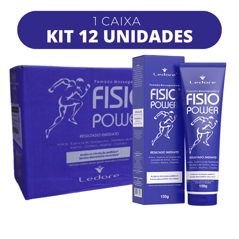 Kit 12 Pomada Massageadora Fisio Power 150g Ledore Bio Instinto