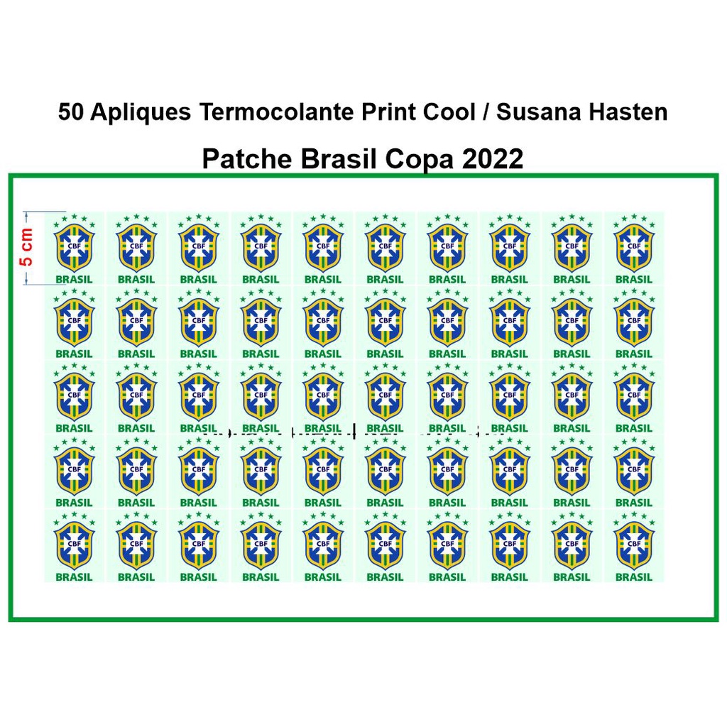 50 Apliques Patche Copa Tecido Termocolante Escudo CBF Brasil Copa Do