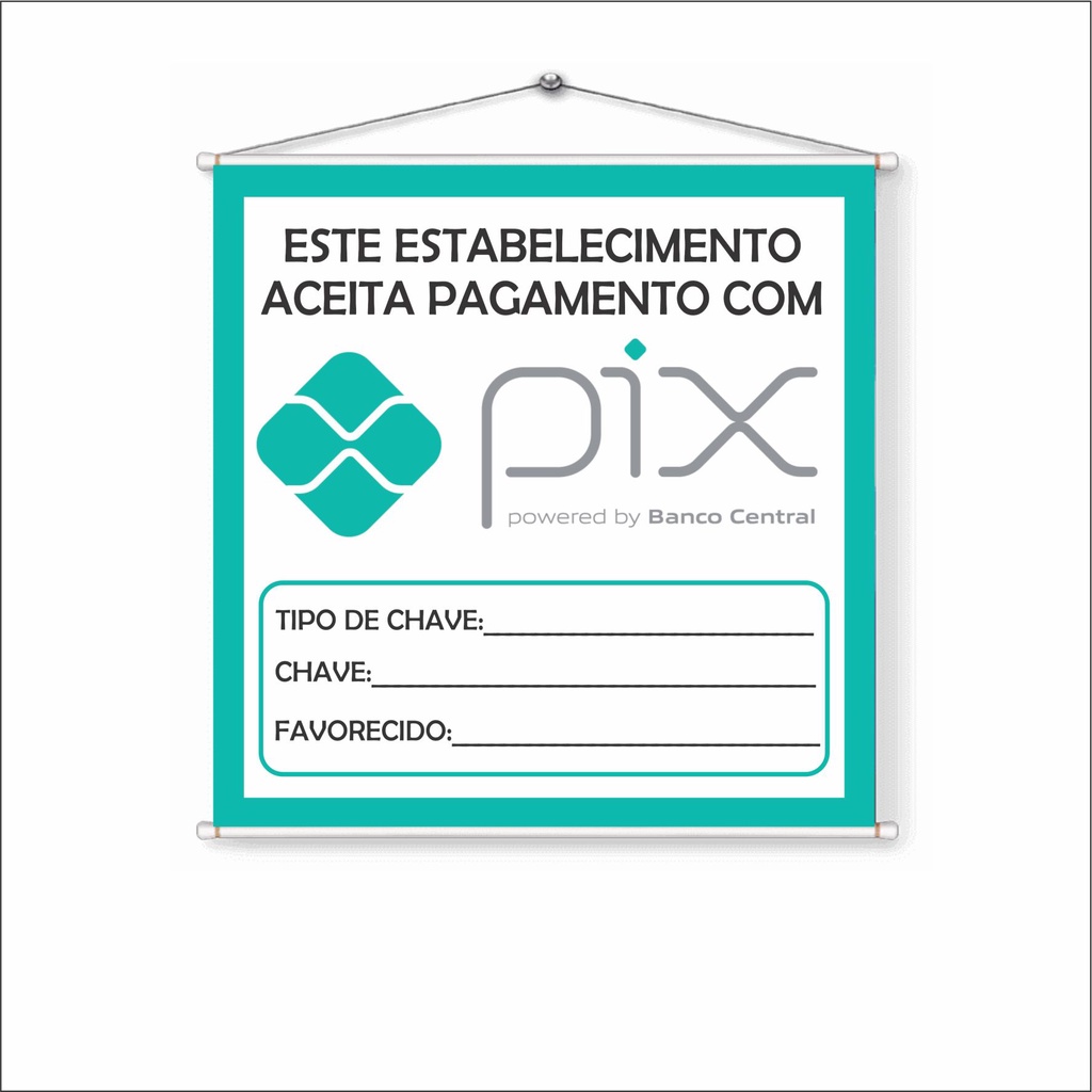 Banner Pix 20X20Cm Banner Aceitamos Pix Lona Ultra Resisente 440G