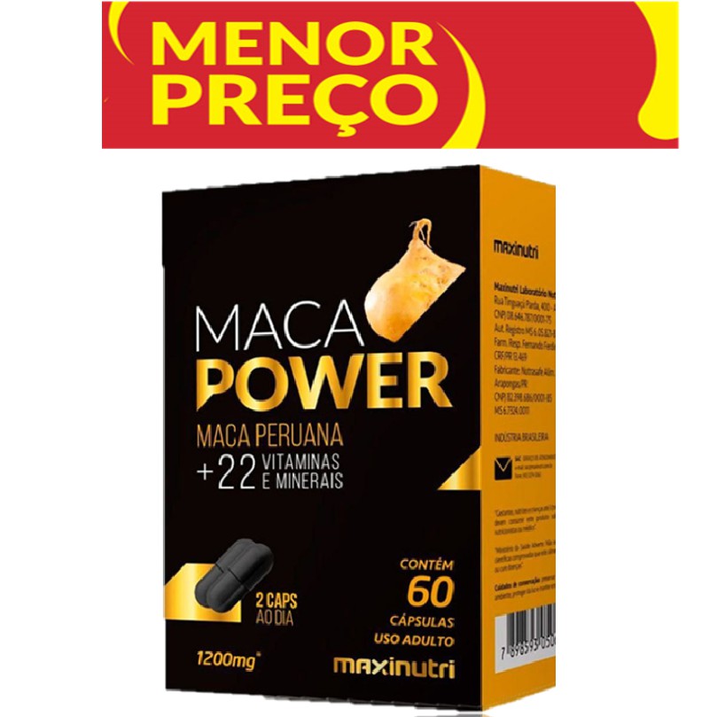 Maca Power Maca Peruana 60 cápsulas MaxiNutri 22 Vitaminas e