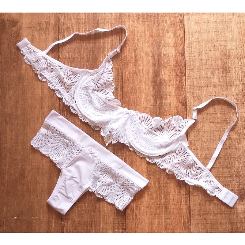 Conjunto Lingerie Sem Bojo Renda E Micro Fibra Priscila Shopee Brasil