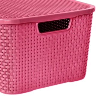 Caixa Organizadora Grande Tampa Rosa Pink Rattan Litros Shopee