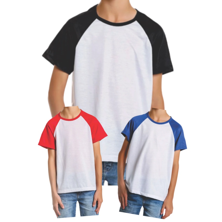 Camiseta Raglan Infantil 100 poliester para sublimação Desconto no Preço