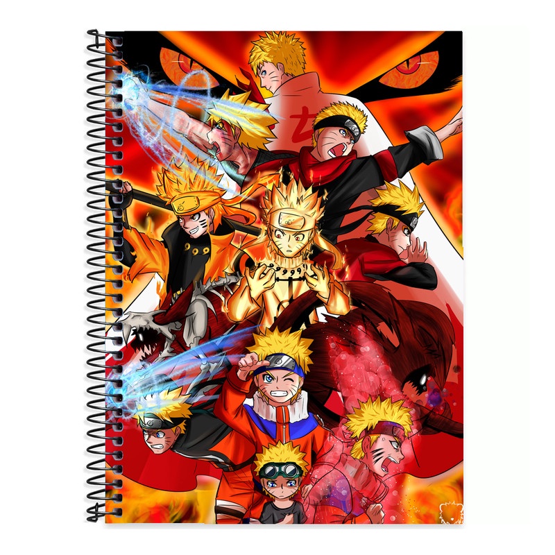 Caderno Escolar Universitário 20 Mat 400Fls Naruto Uzumaki Escorrega