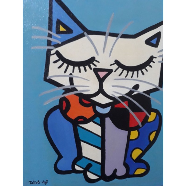 Tela Releitura Romero Britto Gato Shopee Brasil