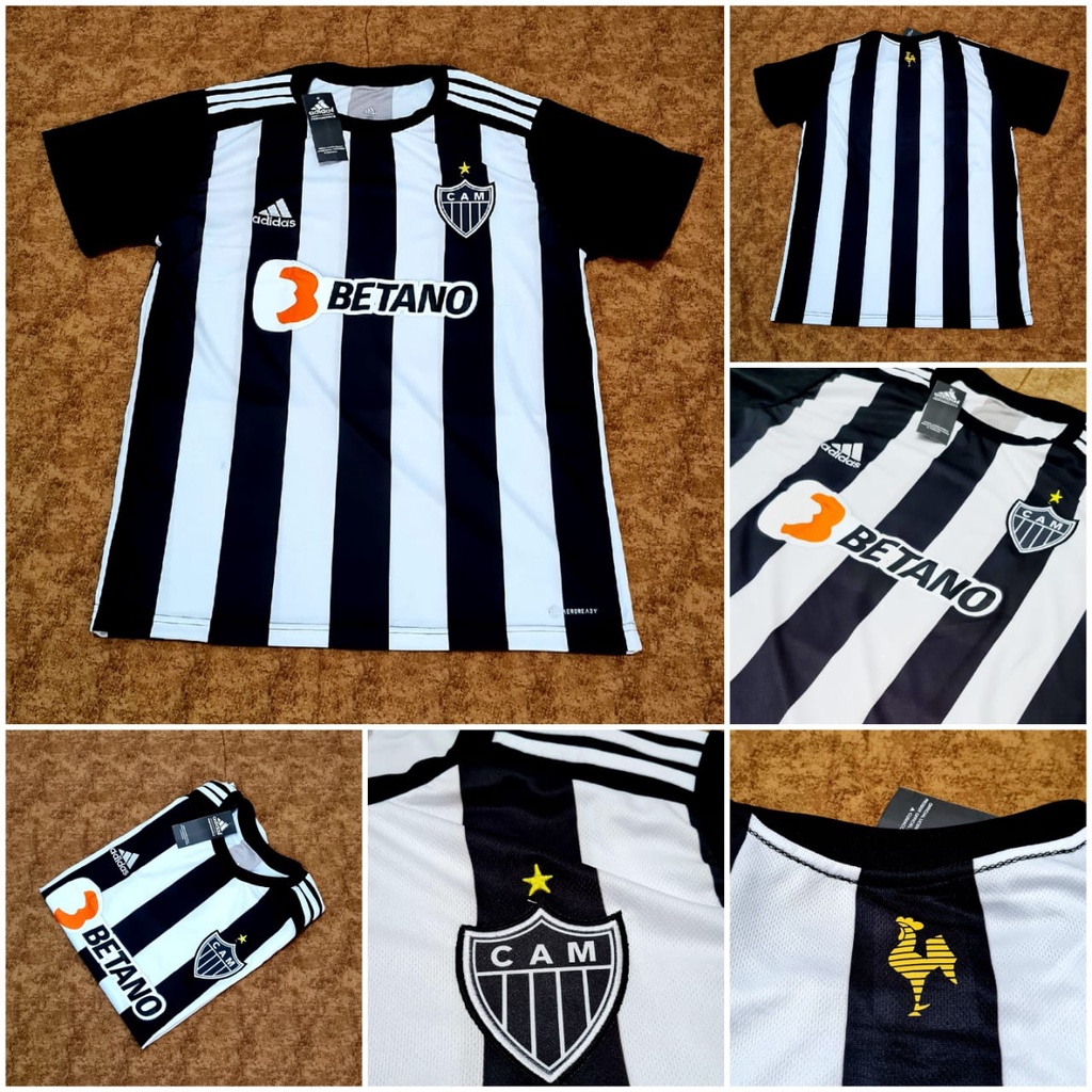 Camisa Do Atl Tico Mineiro Listrada Preta E Branca Galo