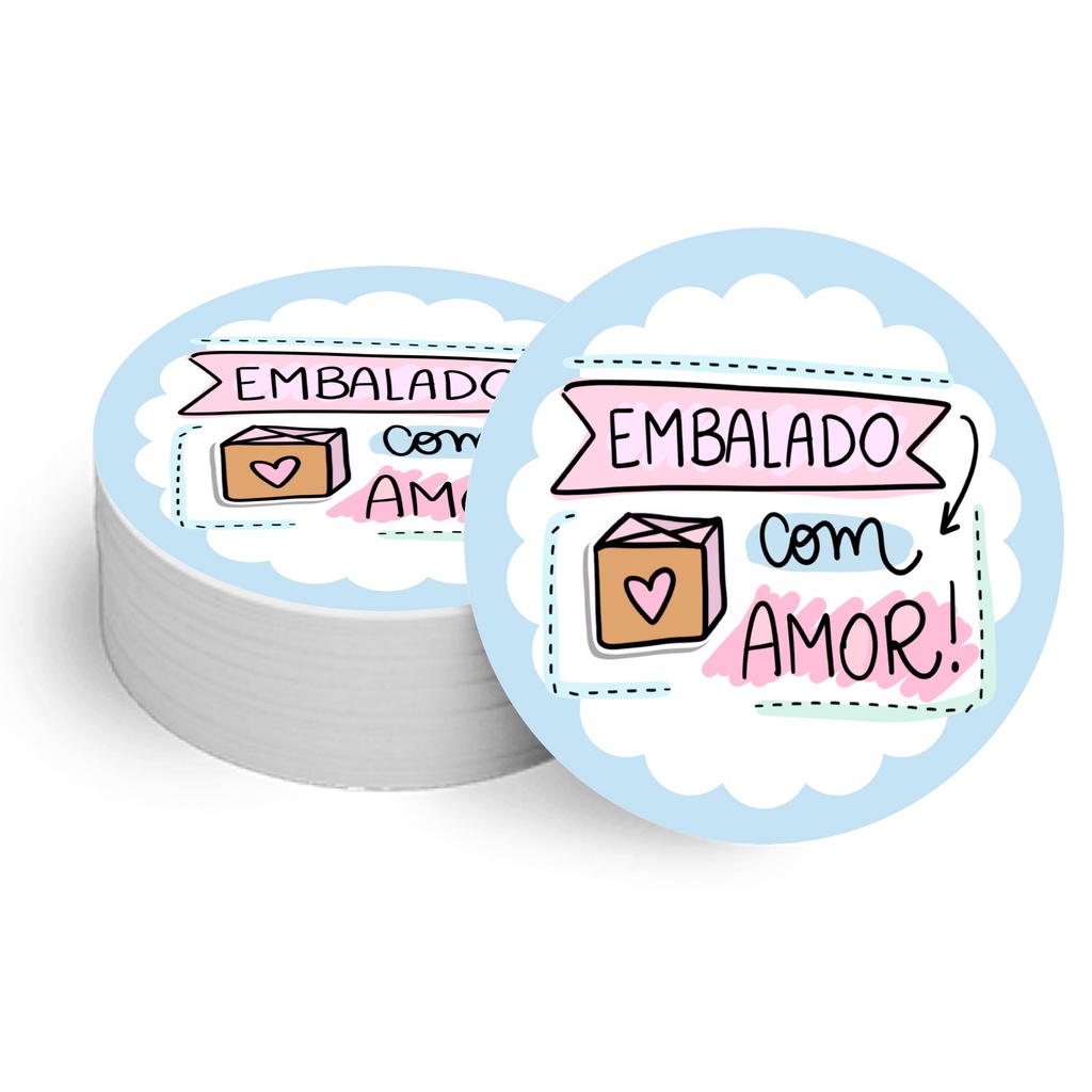 Adesivos Selo Lacre 4 5 Cm Etiqueta Embalado Amor Loja Empresa 15