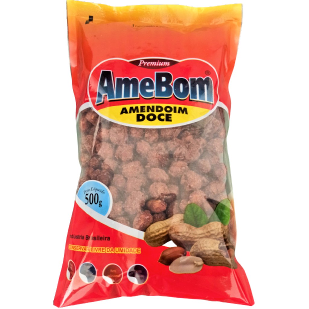 Amendoim doce 3 kg caramelizado crocante pralinê Amebom Shopee Brasil