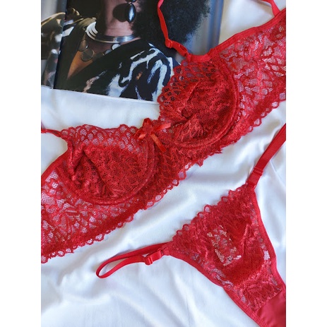 Conjunto Lingerie Sexy Sem Bojo Aro Calcinha Fio Dental Shopee Brasil