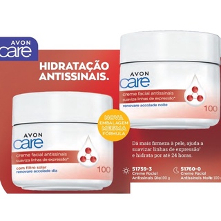 Combo Creme Facial Antissinais Avon Care 100g Dia E Noite Renovare