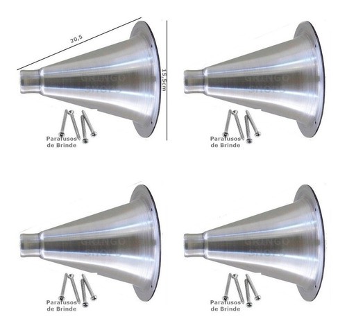 4 cone de alumínio corneta longa boca jarrão pra drive rosca para