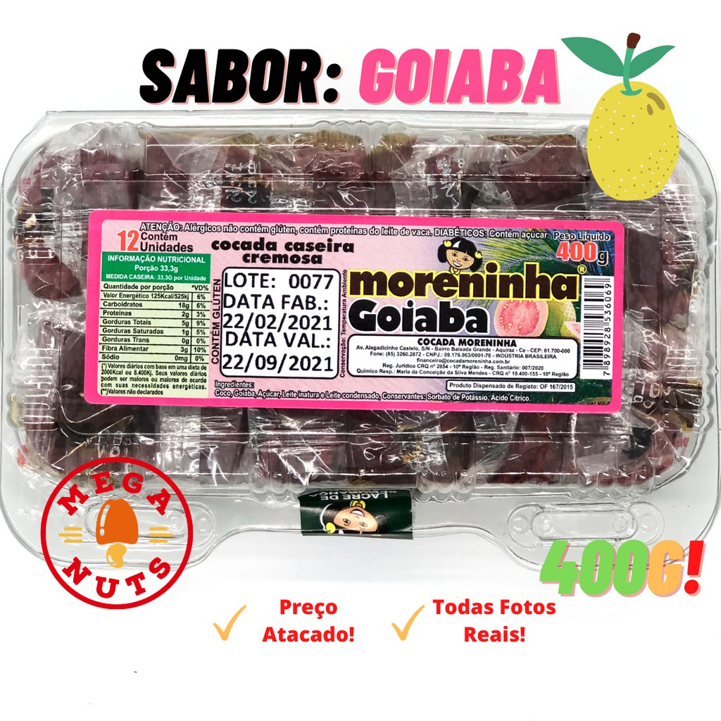 Cocada Moreninha De Goiaba 400g 1 Pcte 12 Pacotinhos Doce De