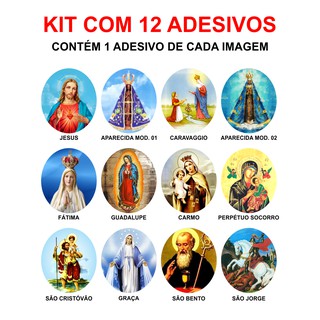 Adesivo Religioso Kit 12 Imagens de Santos Católicos 02 Formato