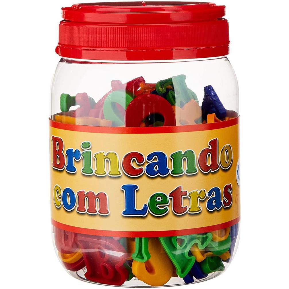 Pote de Letras Coloridas Alfabeto Alfabetização Brincando Letras