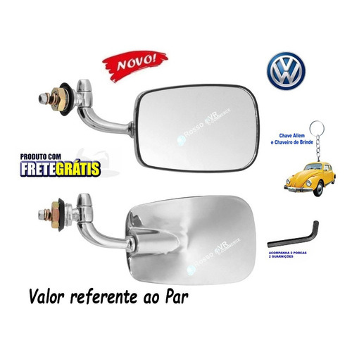 Par Retrovisor Fusca Mexicano Convexo A O Inox Brinde Shopee Brasil