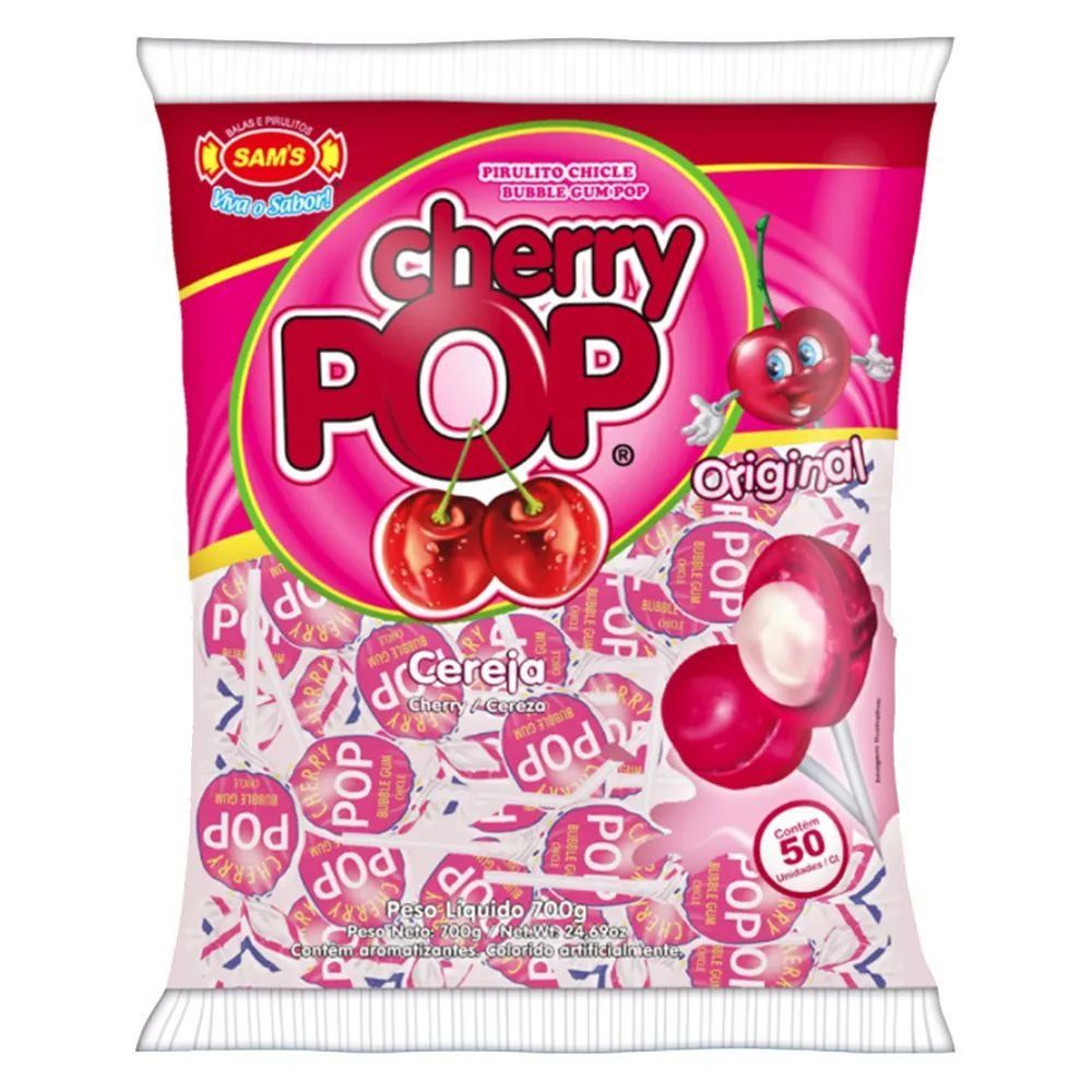 Pirulito Cherry Pop Cereja Pacote De 750g 50 Unidades Shopee