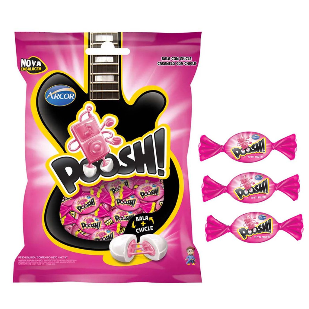 Bala Chiclete Poosh Tutti Frutti 500 Gr Arcor Shopee Brasil