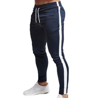 Calça de Moletom Elástica Justa Listrada Masculina Calça Esportiva