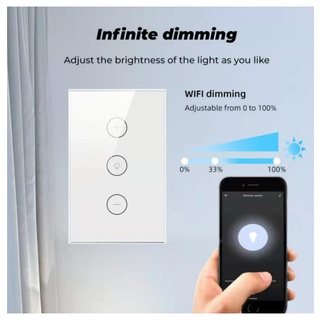 Tuya WIFI Touch Dimmer Interruptor De Luz Inteligente Vida APP Eua