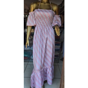 Vestido Longo Lastex Babado Renda Guipir Shopee Brasil