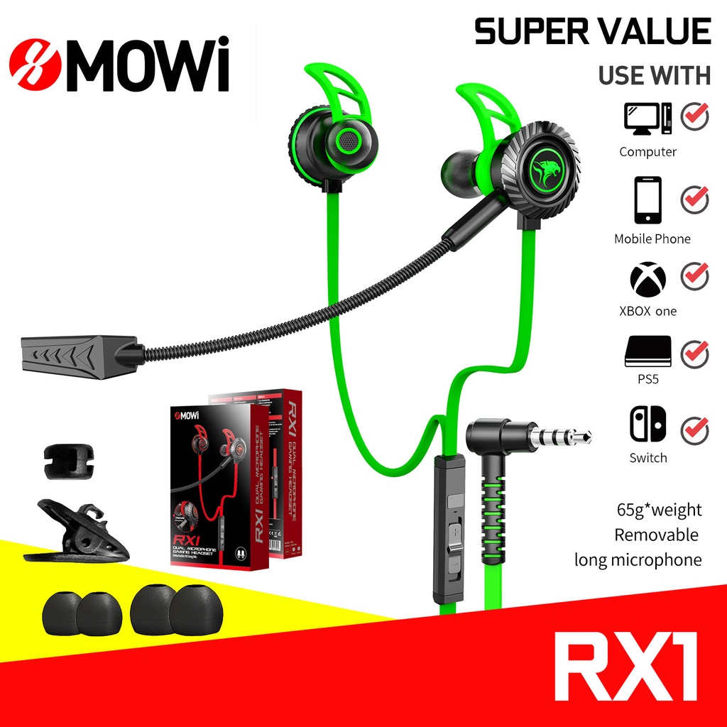 Fone De Ouvido Gaming PLEXTONE xMOWi RX1 Modelo Novo Intra-Auricular Com Fio Leve Garantia Yesr 1