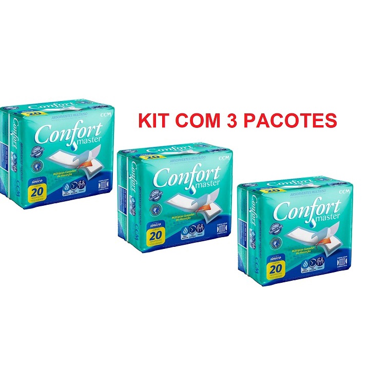 Absorvente Geriatrico Confort Master M U 20 Un Kit 3 Pacotes