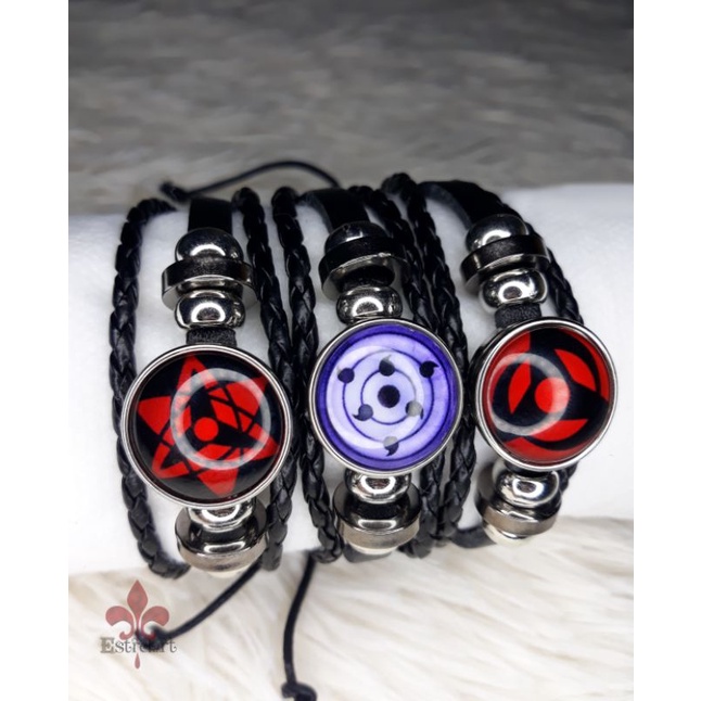 Pulseira de couro Mangekyô Sharingan do Kakashi Hatake Obito Uchiha