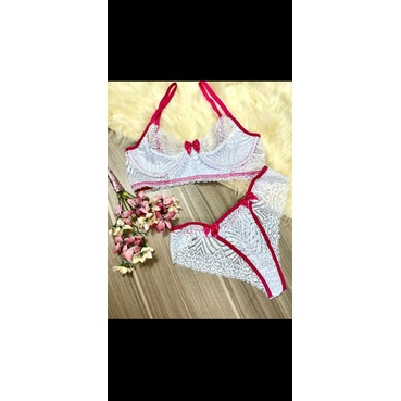 Conjunto Lingerie Bicolor Renda E Aro Shopee Brasil