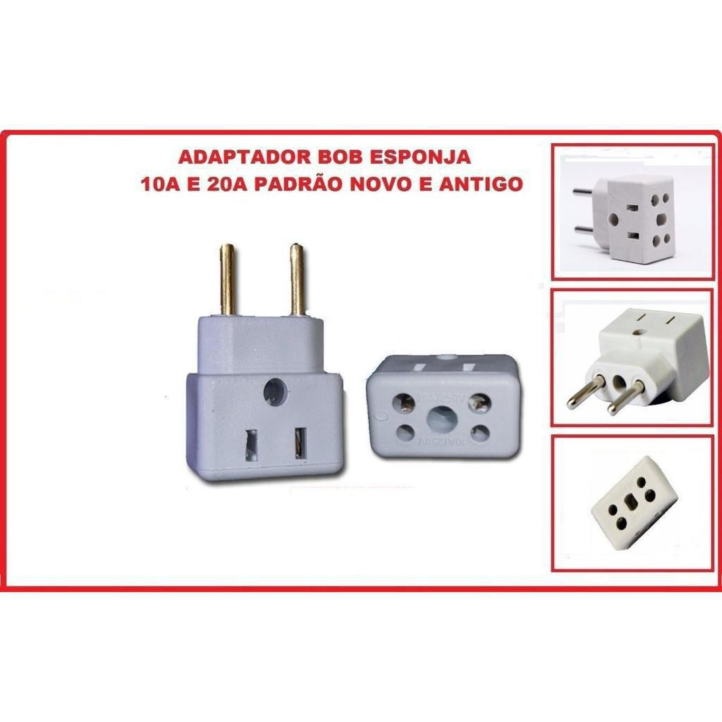 Adaptador Tomada Multiuso Plug Elétrico 10a 20a Bob Esponja