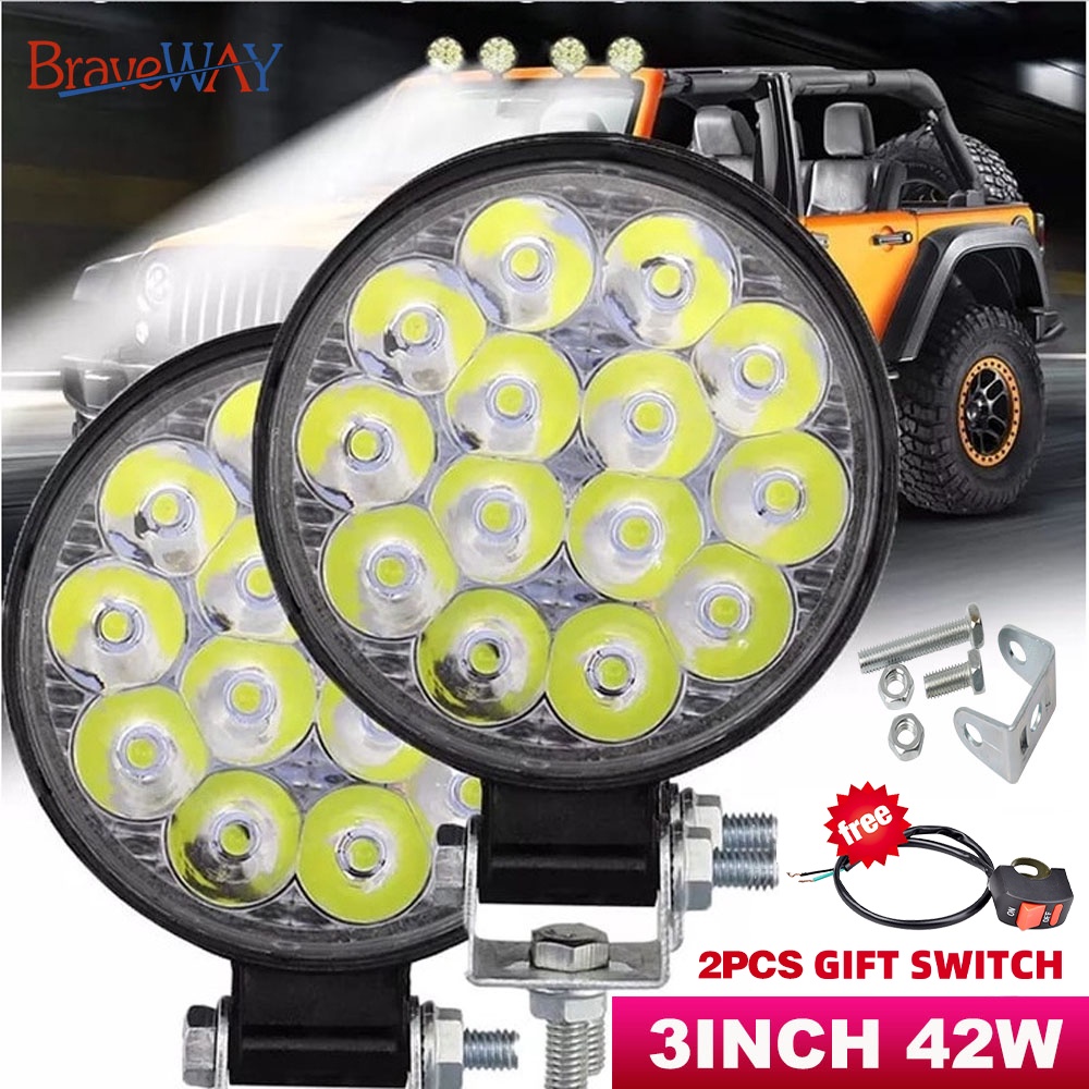 Kit Farol Milha Leds W V V Redondo Off Road K Mini Led