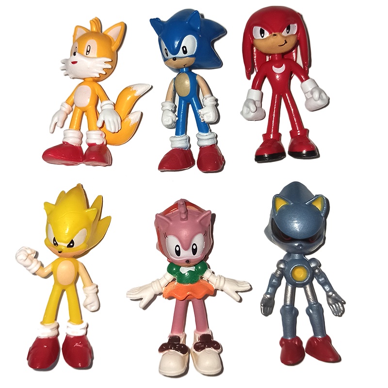 Pcs Kit Sonic Hedgehog Miniature Figuras Tails Amy Rose Knuckles The