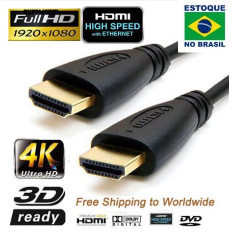 Cabo HDMI 2.0 FULLHD 1080P  4K PS3 , PS4, TV, DVD, XBOX 360, XBOX ONE - ALTA QUALIDADE