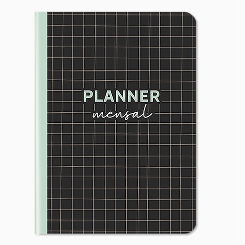 Planner Mensal Permanente Preto E Verde Cart Es Gigantes Linha Grid Shopee Brasil