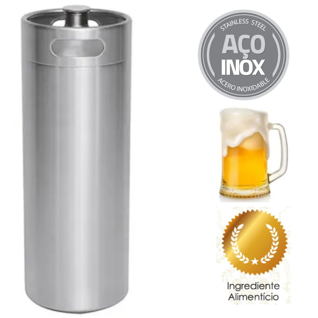 Mini Barril Inox Para Cerveja Litros Keg Growler Chopp Shopee Brasil